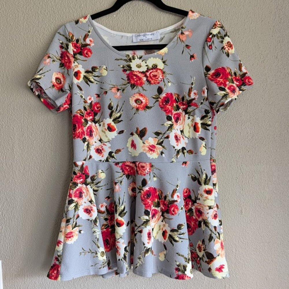 The Office Edit x Kiki LaRue Floral Peplum Top | Size Large | EUC